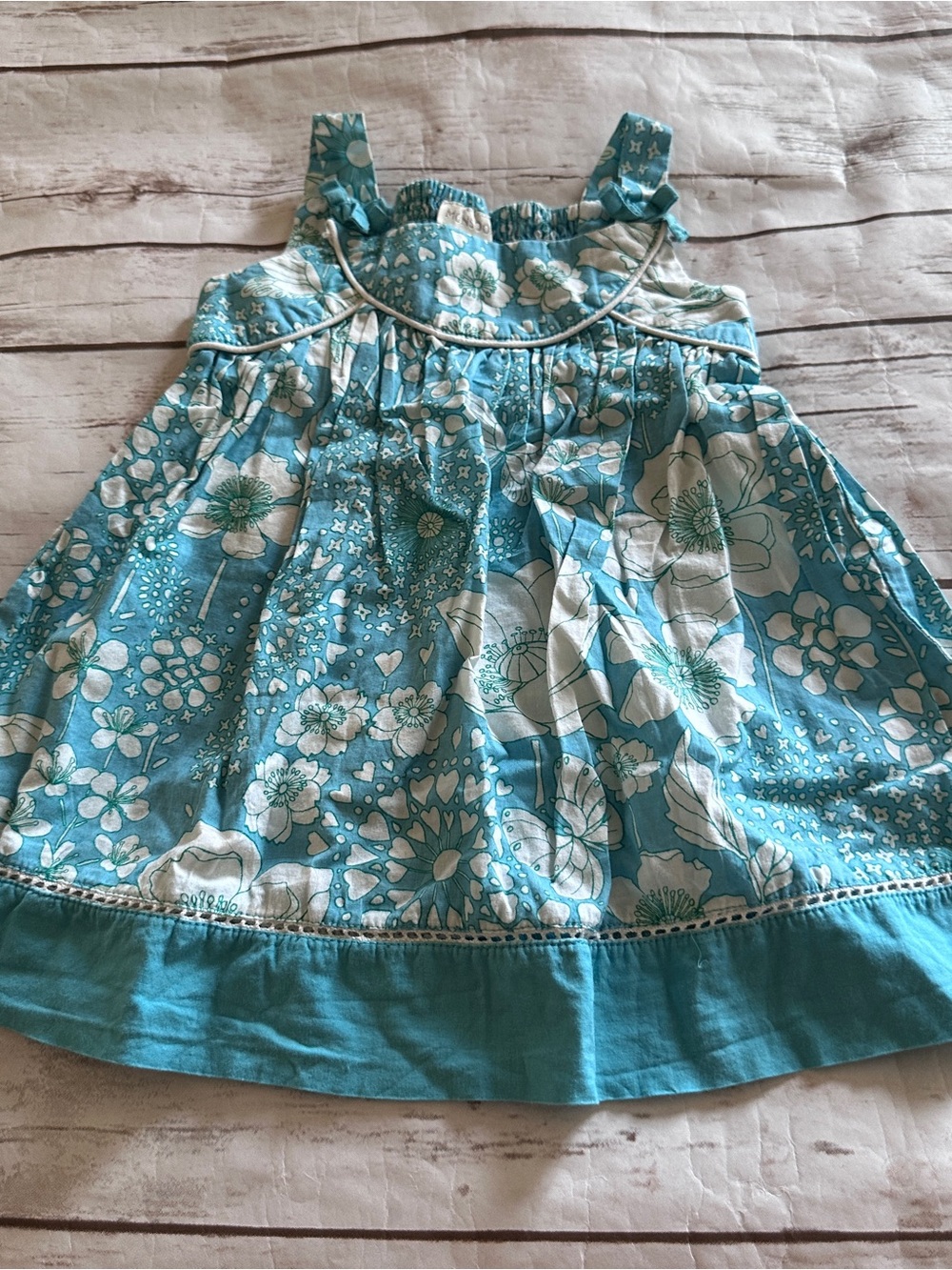Monsoon blue and white floral dress vguc size 3-6 months